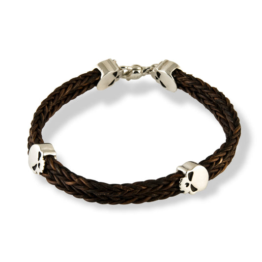 Skulls Bracelet on Leather