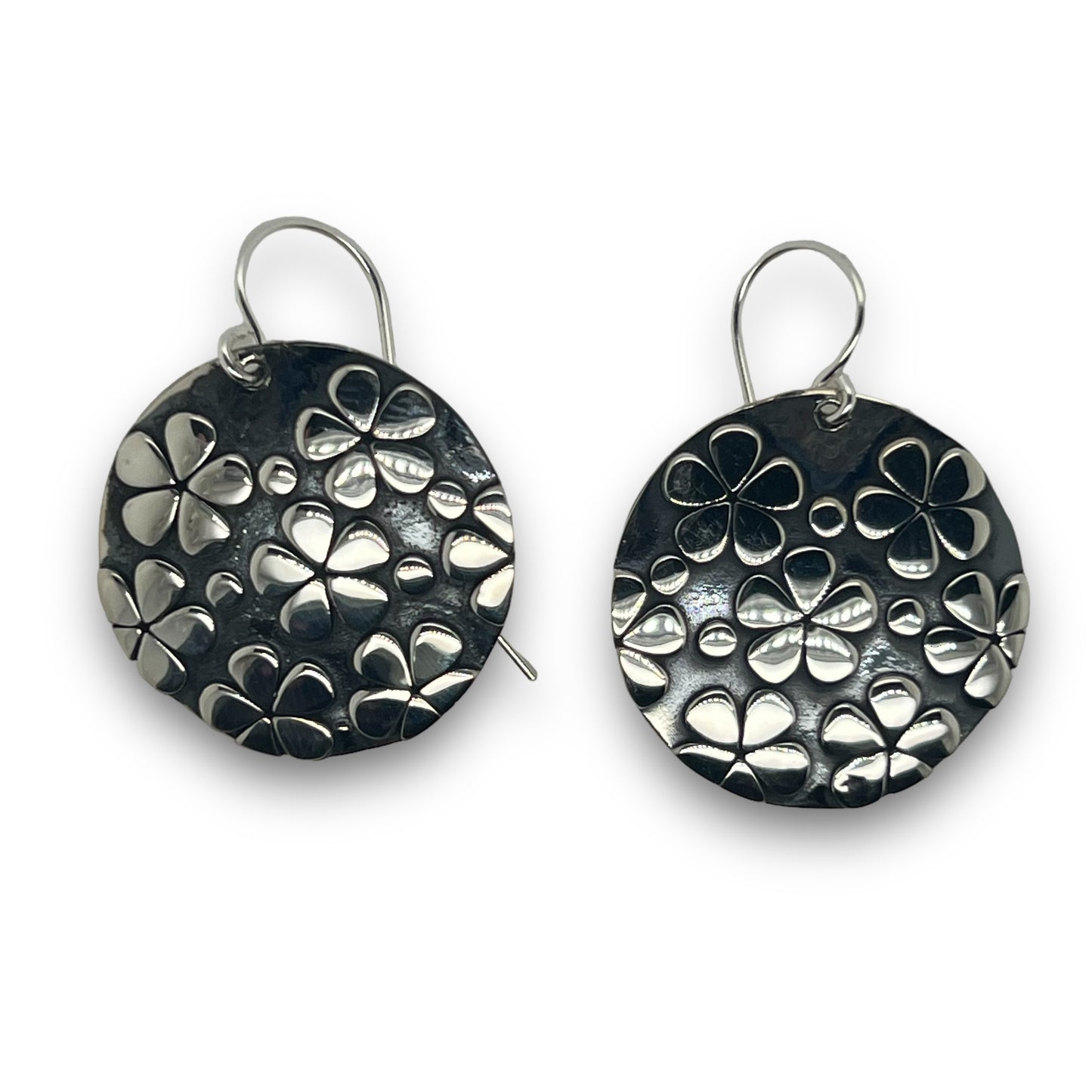 Large Flower Print Disc Earring