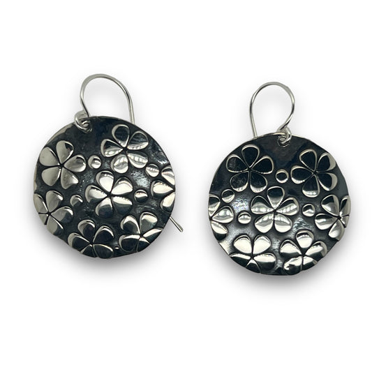 Large Flower Print Disc Earring