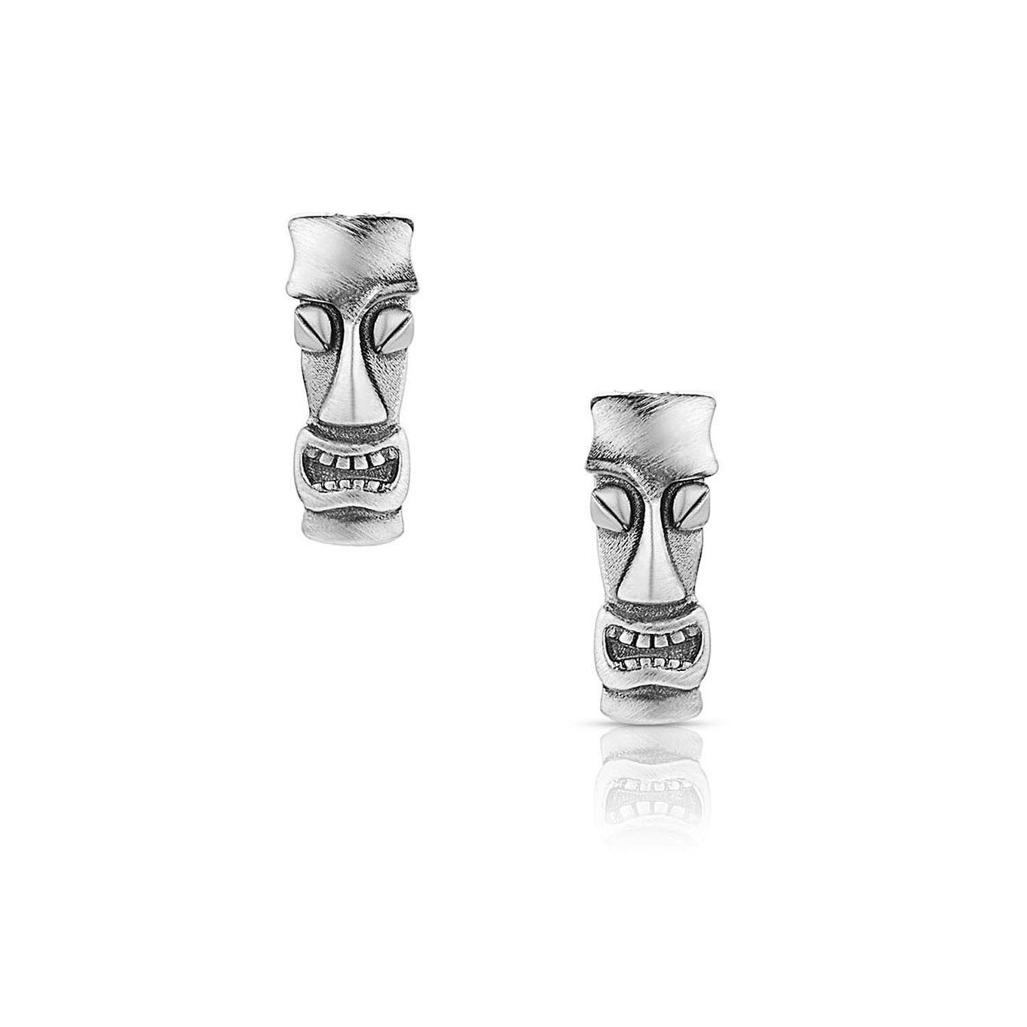 Small Tiki Head Earrings in Sterling Silver
