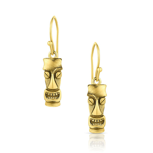 Mini Tiki Head Earrings in 14K Gold