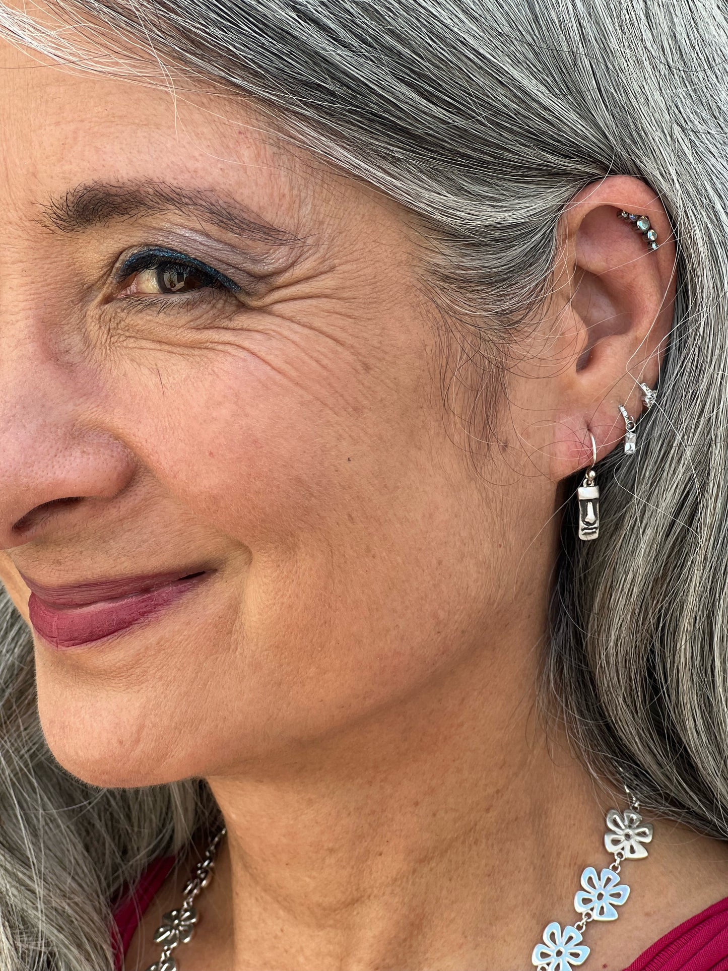 Small Moai Earrings in Sterling Silver