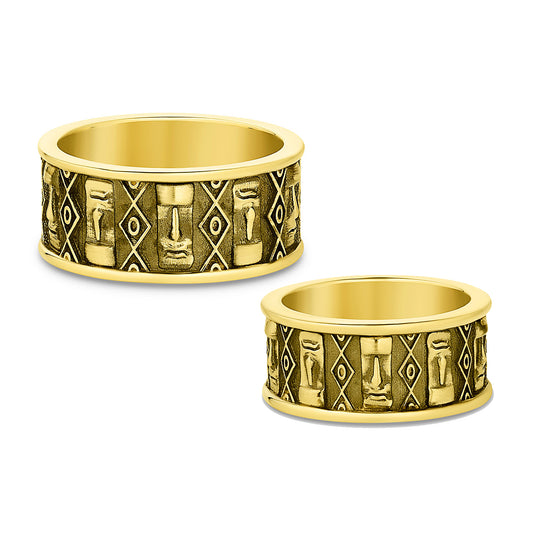 Moai Band Ring in 14K Gold
