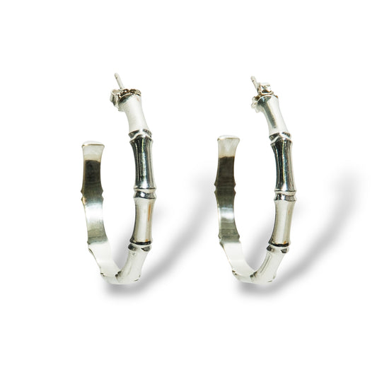 Large Bamboo Hoop Earrings