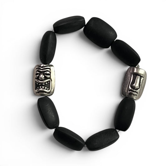 Onyx Tiki Bead Bracelet
