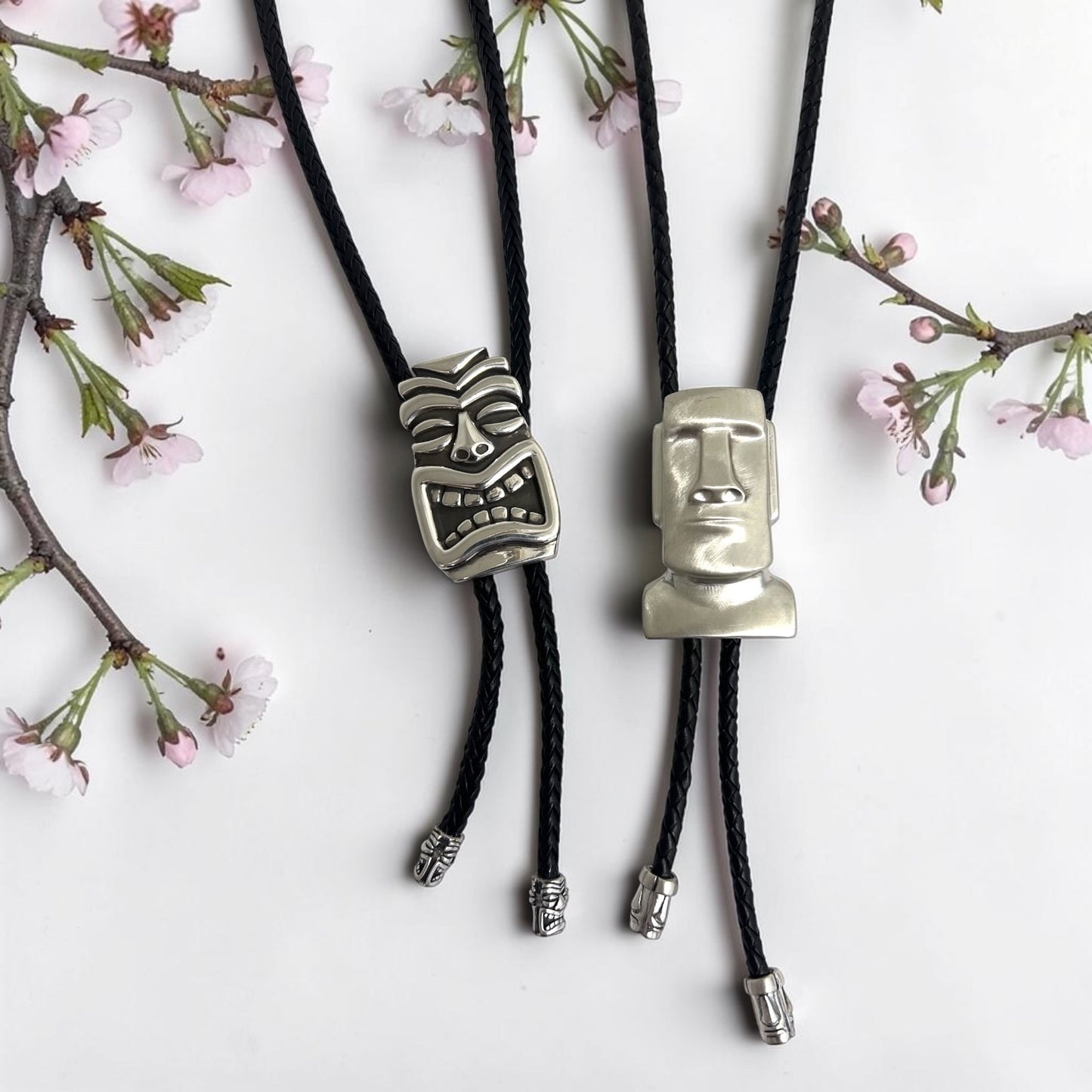 Silver Tiki Bolo Tie