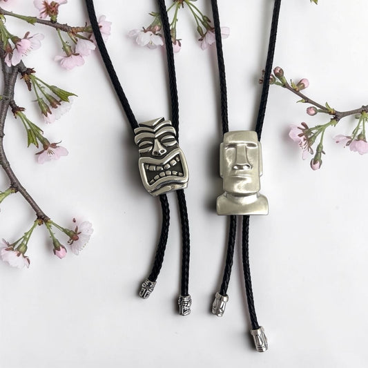 Silver Tiki Bolo Tie